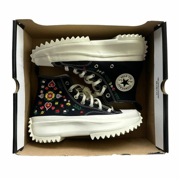 Converse Run Star Hike Hi Platform 6.5 Women Shoes Floral Embroidery A02192C New - Picture 8 of 12